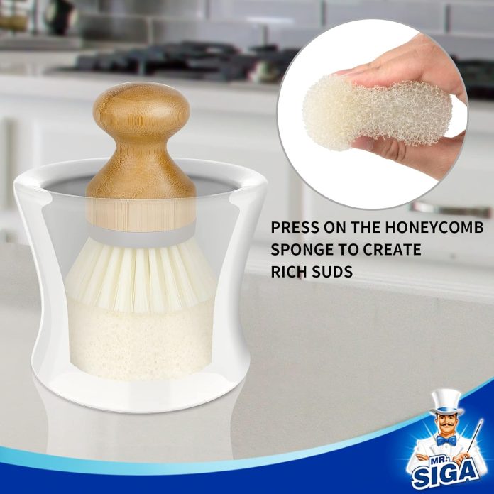 mrsiga-dish-soap-dispenser-holder-bamboo-dish-brush-with-soap-dispenser-set-includes-4-replaceable-sponges-dish-brush-ho
