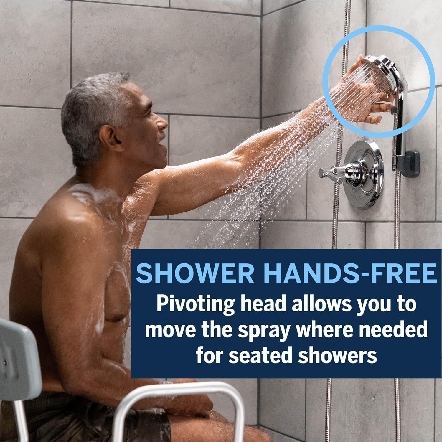 Waterpik ShowerCare Pivoting Hand Held Shower Head, Chrome - Five Modes Including PowerPulse Therapeutic Massage - 180-Degree Rotation, Eight ft. Metal Hose Waterpik ShowerCare Pivoting Hand Held Shower Head, Chrome - Five Modes Including PowerPulse Therapeutic Massage - 180-Degree Rotation, Eight ft. Metal Hose