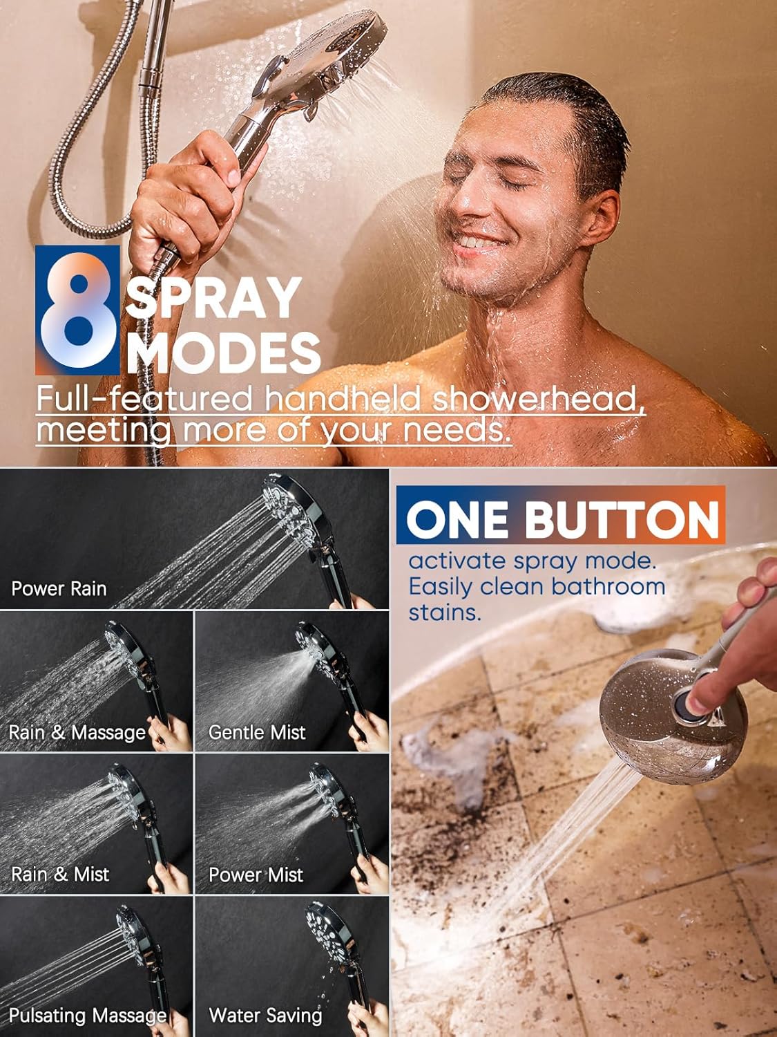 12 Inch Dual Shower Head with Handheld Spray Combo 8+3 Settings - Rain Showerhead High Pressure with Filter - Soft Water Showerheads with Hose - 14.2 Height/Angle Adjustable Slide Bar 12 Inch Dual Shower Head with Handheld Spray Combo 8+3 Settings - Rain Showerhead High Pressure with Filter - Soft Water Showerheads with Hose - 14.2 Height/Angle Adjustable Slide Bar