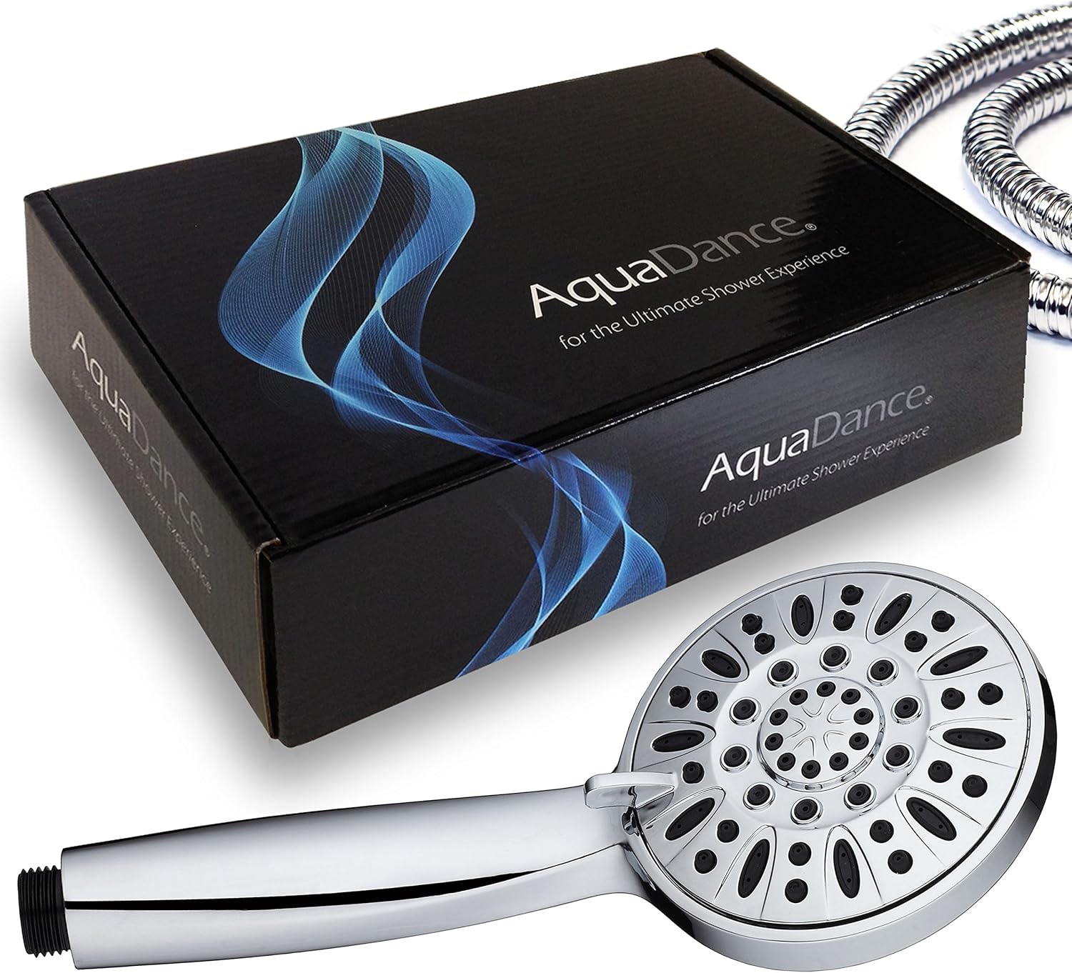 AquaDance 3316 High Pressure 6-Setting 4 Chrome Face Hand Held Head with Hose for The Ultimate Shower Experience Officially Independently Tested to Meet Strict US Quality Performance Standards AquaDance 3316 High Pressure 6-Setting 4 Chrome Face Hand Held Head with Hose for The Ultimate Shower Experience Officially Independently Tested to Meet Strict US Quality Performance Standards
