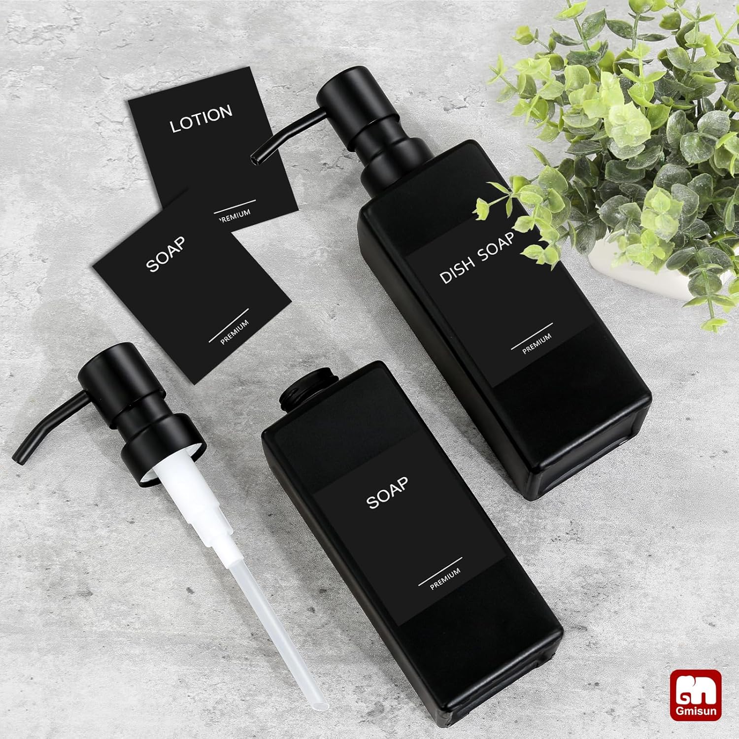 GMISUN Black Soap Dispenser, Hand Soap Dispenser Bathroom, 12oz Glass Soap Dispenser with Stainless Steel Pump, Liquid Dish Soap Dispenser for Kitchen, Modern Bathroom/Kitchen Soap Dispenser Set GMISUN Black Soap Dispenser, Hand Soap Dispenser Bathroom, 12oz Glass Soap Dispenser with Stainless Steel Pump, Liquid Dish Soap Dispenser for Kitchen, Modern Bathroom/Kitchen Soap Dispenser Set