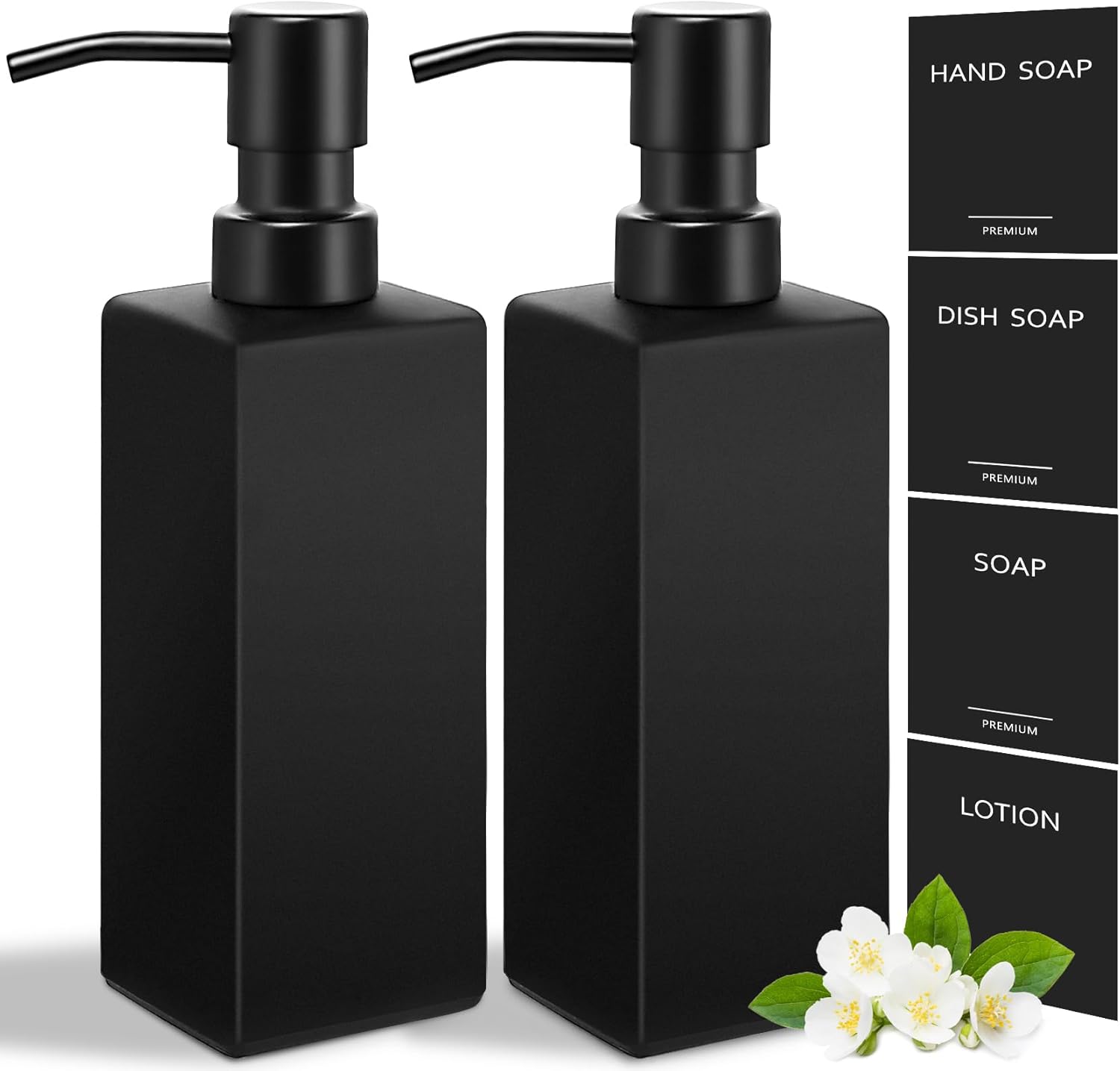 GMISUN Black Soap Dispenser, Hand Soap Dispenser Bathroom, 12oz Glass Soap Dispenser with Stainless Steel Pump, Liquid Dish Soap Dispenser for Kitchen, Modern Bathroom/Kitchen Soap Dispenser Set GMISUN Black Soap Dispenser, Hand Soap Dispenser Bathroom, 12oz Glass Soap Dispenser with Stainless Steel Pump, Liquid Dish Soap Dispenser for Kitchen, Modern Bathroom/Kitchen Soap Dispenser Set