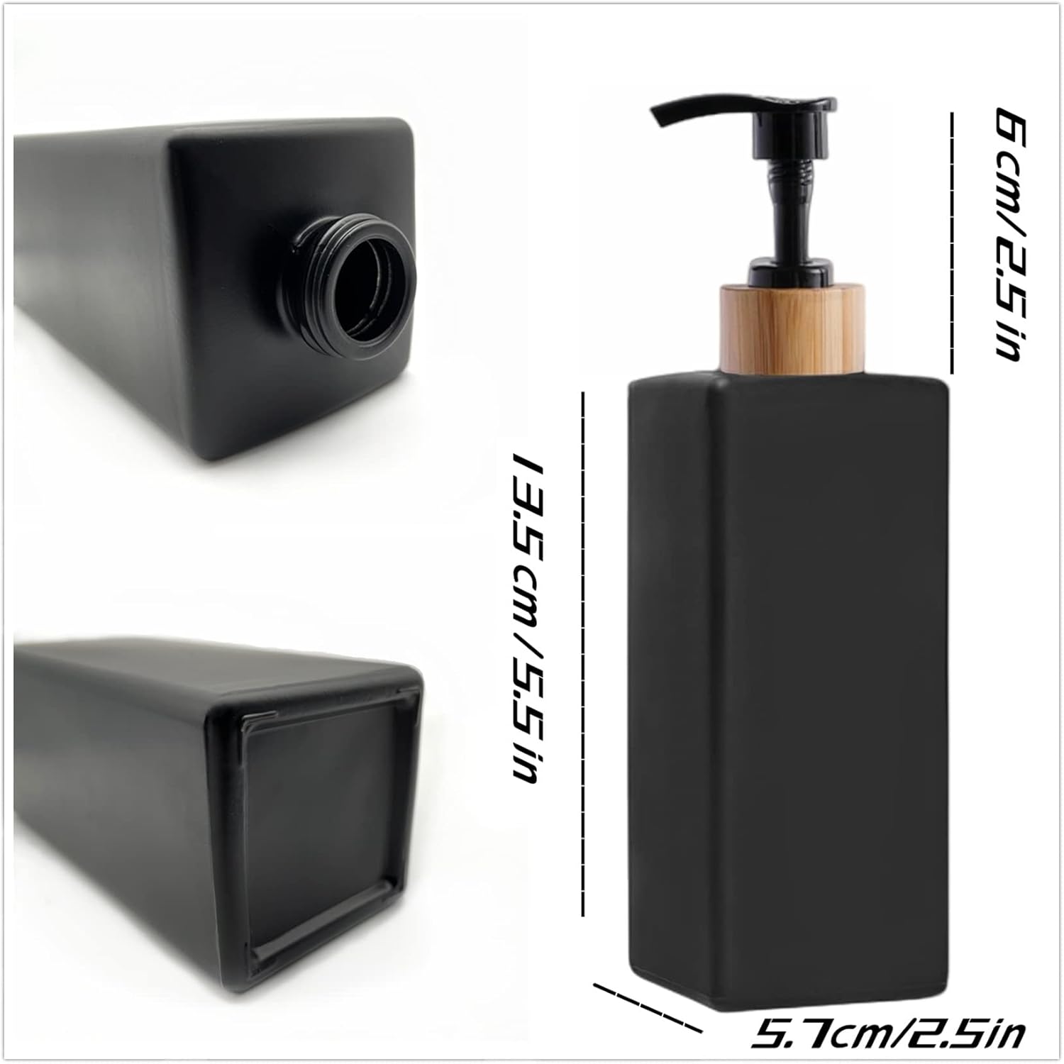 Matt Black Glass Soap Dispenser Set With Tray - 2 Pack 12 oz Hand and Dish Dispenser for Kitchen Bathroom, Refillable Liquid Lotion Square (Black) Matt Black Glass Soap Dispenser Set With Tray - 2 Pack 12 oz Hand and Dish Dispenser for Kitchen Bathroom, Refillable Liquid Lotion Square (Black)