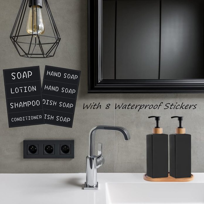 matt-black-glass-soap-dispenser-set-with-tray-2-pack-12-oz-hand-and-dish-dispenser-for-kitchen-bathroom-refillable-liqui