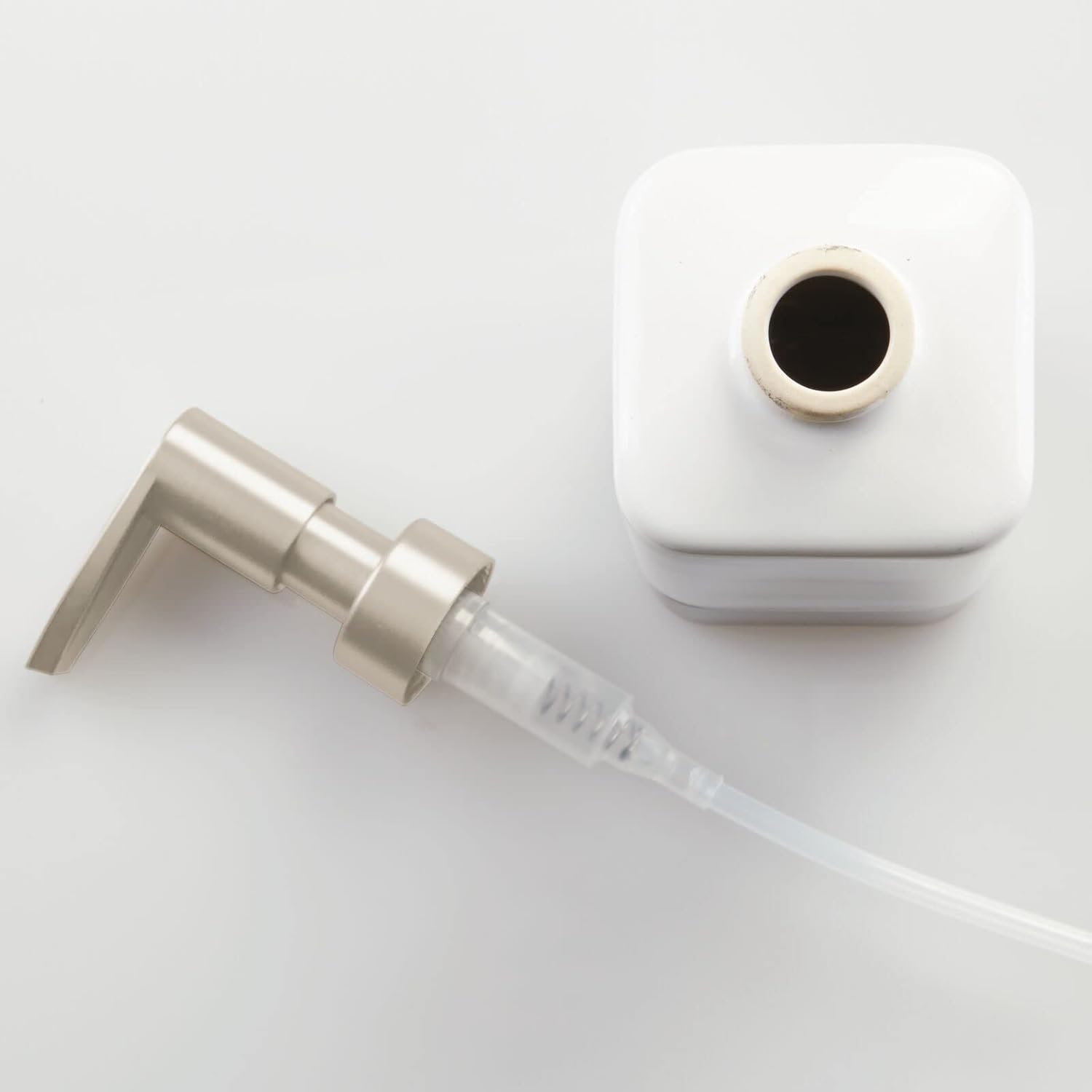 mDesign Square Ceramic Bathroom Soap Dispenser - Decorative, Modern Liquid Soap Dispenser Pump Bottle - Hand Soap/Wash and Lotion Holder for Sink - Unity Collection - 2 Pack - White/Matte Satin mDesign Square Ceramic Bathroom Soap Dispenser - Decorative, Modern Liquid Soap Dispenser Pump Bottle - Hand Soap/Wash and Lotion Holder for Sink - Unity Collection - 2 Pack - White/Matte Satin