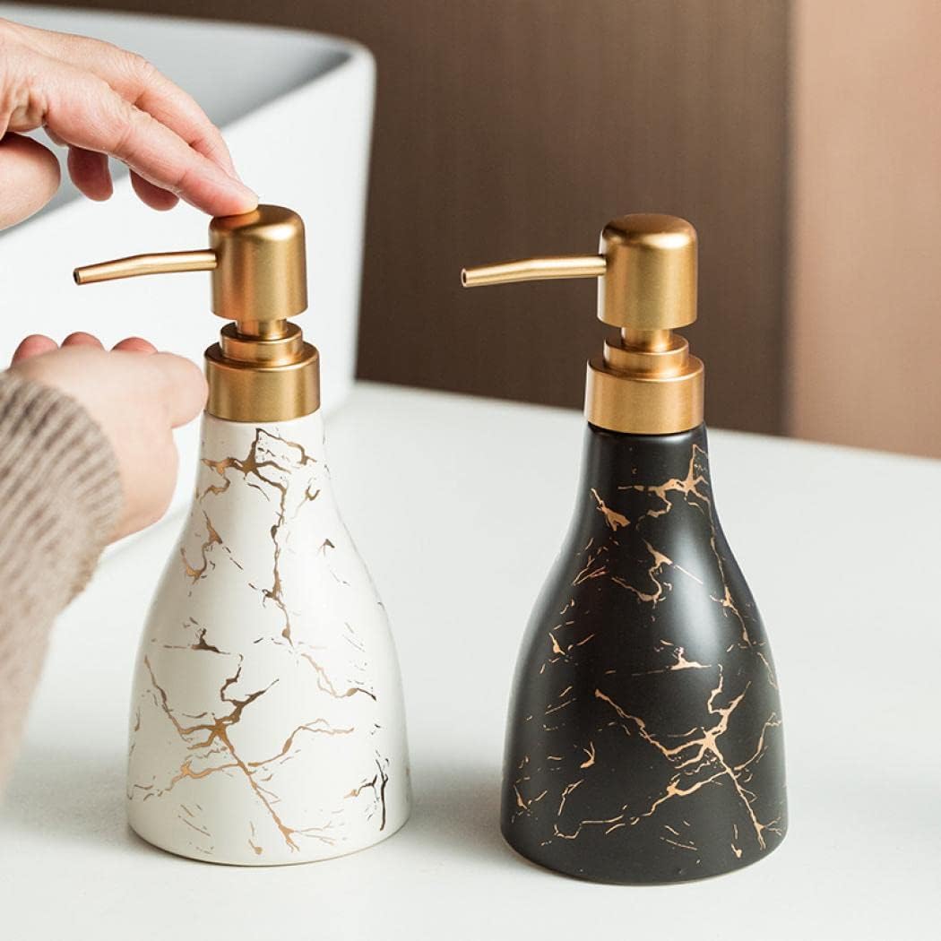 YYW Ceramics Soap Dispenser Modern Liquid Hand Soap Holder for Bathroom Kitchen Marbling Reusable Erlenmeyer Dispenser Detergent Bottle (White) YYW Ceramics Soap Dispenser Modern Liquid Hand Soap Holder for Bathroom Kitchen Marbling Reusable Erlenmeyer Dispenser Detergent Bottle (White)