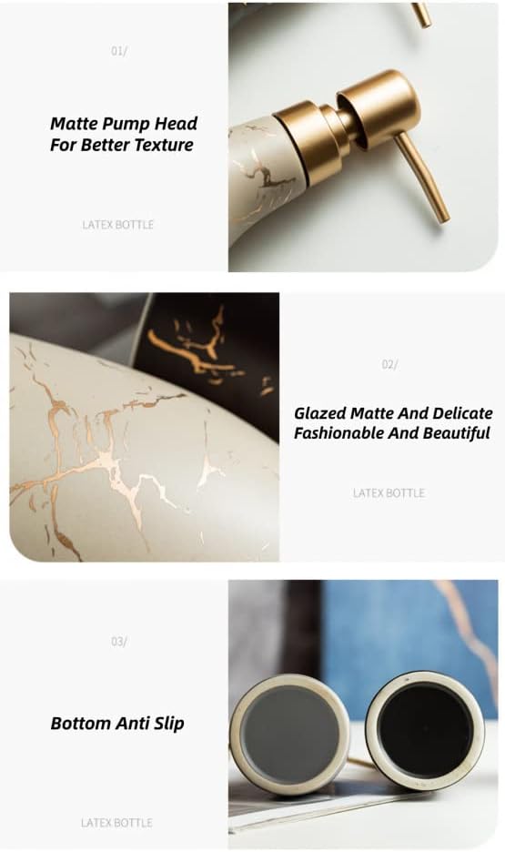 YYW Ceramics Soap Dispenser Modern Liquid Hand Soap Holder for Bathroom Kitchen Marbling Reusable Erlenmeyer Dispenser Detergent Bottle (White) YYW Ceramics Soap Dispenser Modern Liquid Hand Soap Holder for Bathroom Kitchen Marbling Reusable Erlenmeyer Dispenser Detergent Bottle (White)