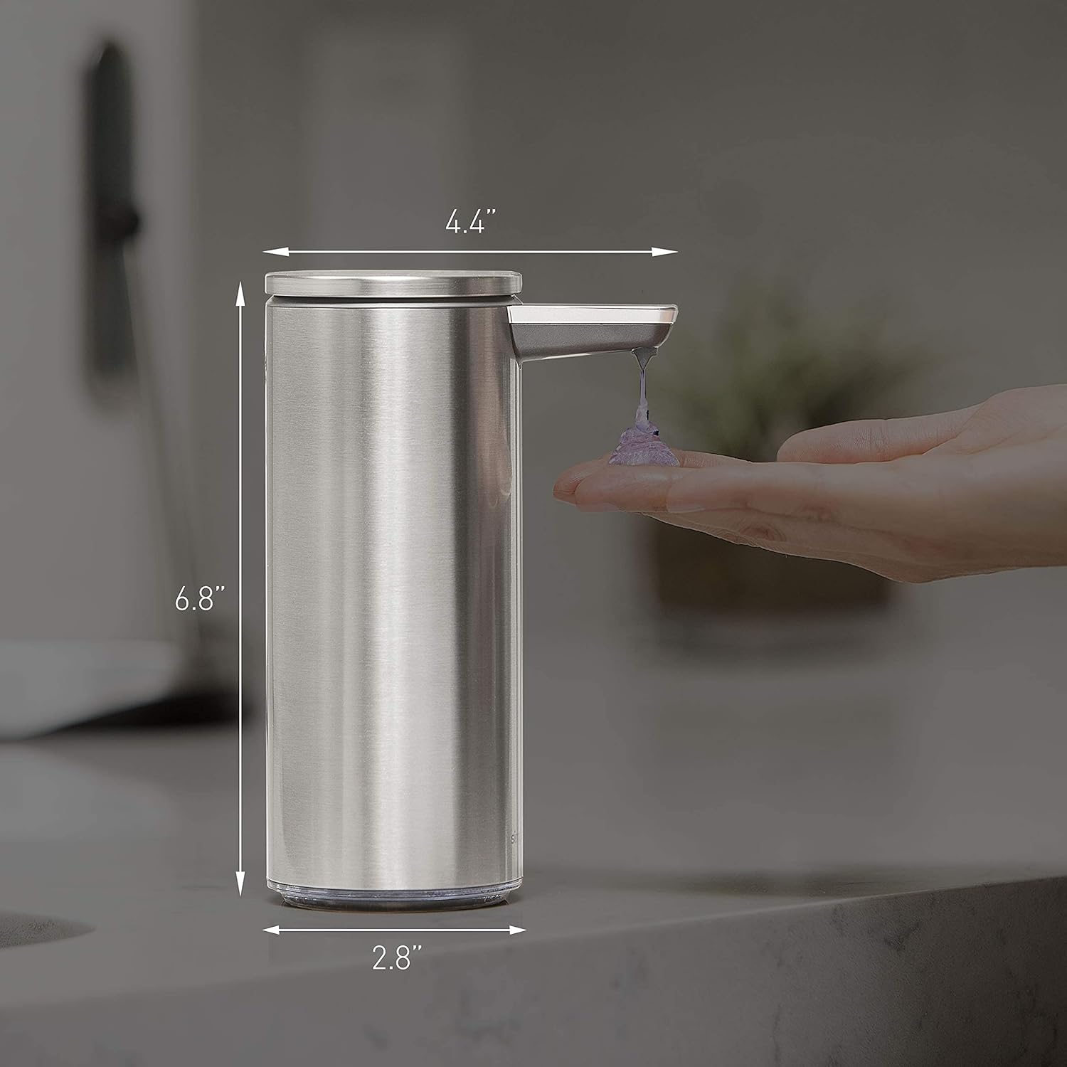 simplehuman oz. Touch-Free Rechargeable Sensor Liquid Soap Pump Dispenser, Brushed Stainless Steel simplehuman oz. Touch-Free Rechargeable Sensor Liquid Soap Pump Dispenser, Brushed Stainless Steel