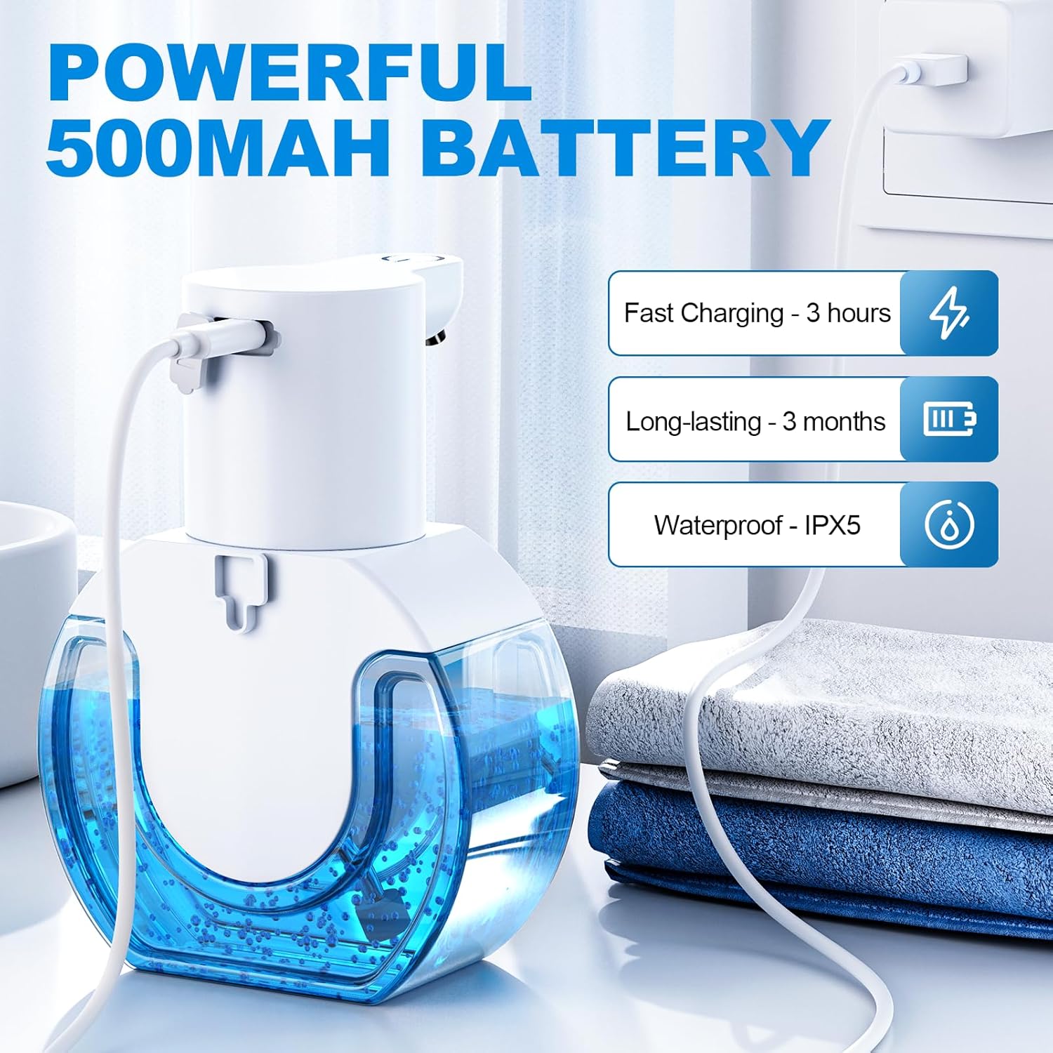 Automatic Foaming Soap Dispenser 15oz/420ml Foaming Hand Sanitizer Touchless Wall Mount with 4levels Adjustable Free Touch Electric Soap Dispenser Rechargeable with Sensor Automatic Foaming Soap Dispenser 15oz/420ml Foaming Hand Sanitizer Touchless Wall Mount with 4levels Adjustable Free Touch Electric Soap Dispenser Rechargeable with Sensor
