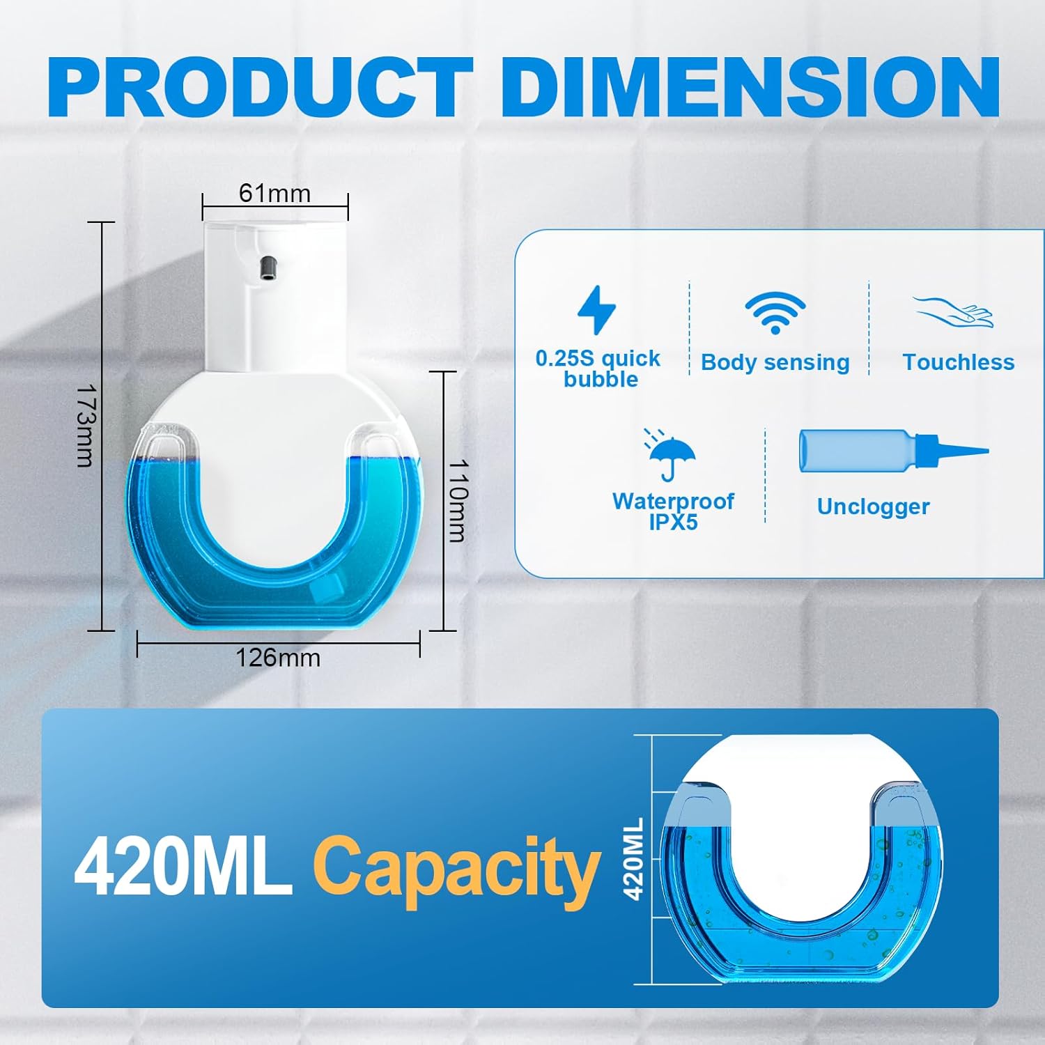 Automatic Foaming Soap Dispenser 15oz/420ml Foaming Hand Sanitizer Touchless Wall Mount with 4levels Adjustable Free Touch Electric Soap Dispenser Rechargeable with Sensor Automatic Foaming Soap Dispenser 15oz/420ml Foaming Hand Sanitizer Touchless Wall Mount with 4levels Adjustable Free Touch Electric Soap Dispenser Rechargeable with Sensor