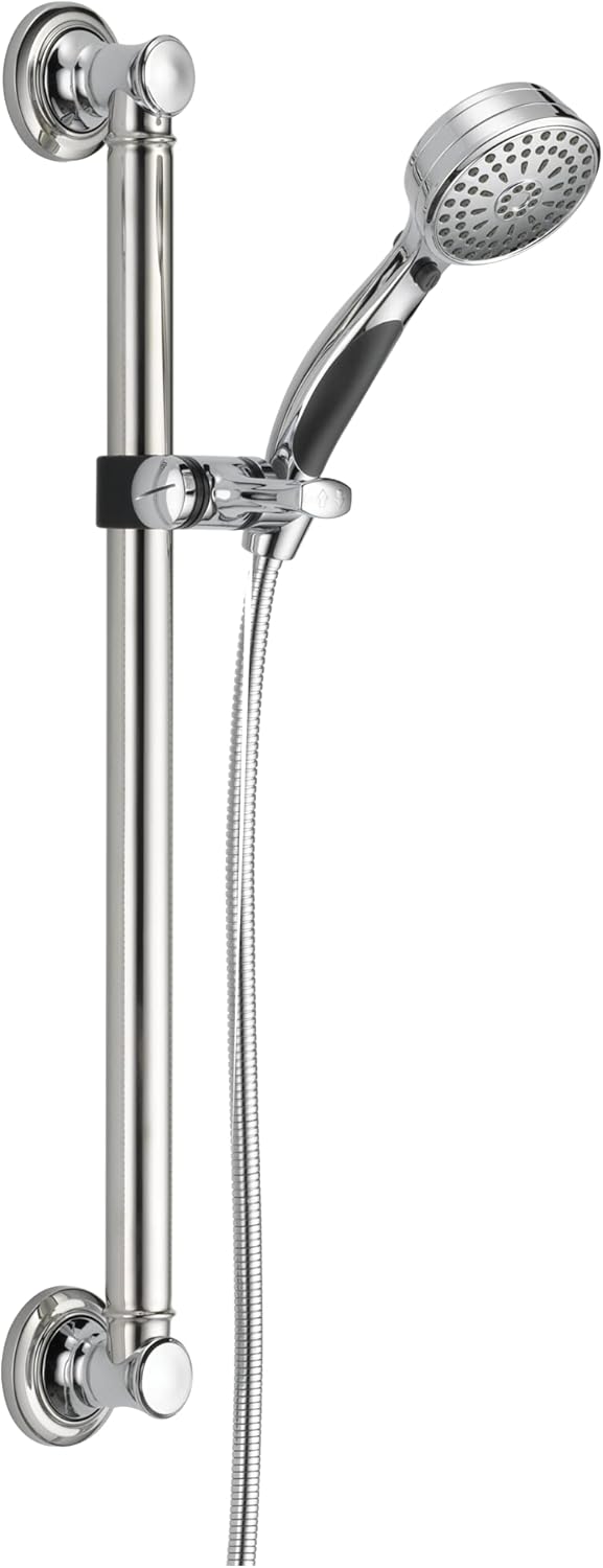 Delta Faucet 9-Spray Slide Bar Hand Held Shower with Hose, Chrome Handheld Shower Head, Slide Bar Hand Shower, Handheld Shower, Detachable Shower Head, Chrome 51900 Delta Faucet 9-Spray Slide Bar Hand Held Shower with Hose, Chrome Handheld Shower Head, Slide Bar Hand Shower, Handheld Shower, Detachable Shower Head, Chrome 51900