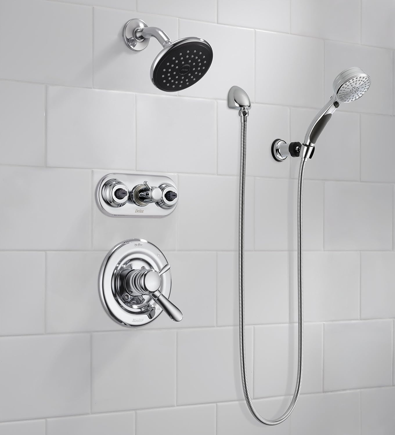 Delta Faucet 9-Spray Touch-Clean Wall-Mount Hand Held Shower with Hose, Chrome 55424 Delta Faucet 9-Spray Touch-Clean Wall-Mount Hand Held Shower with Hose, Chrome 55424