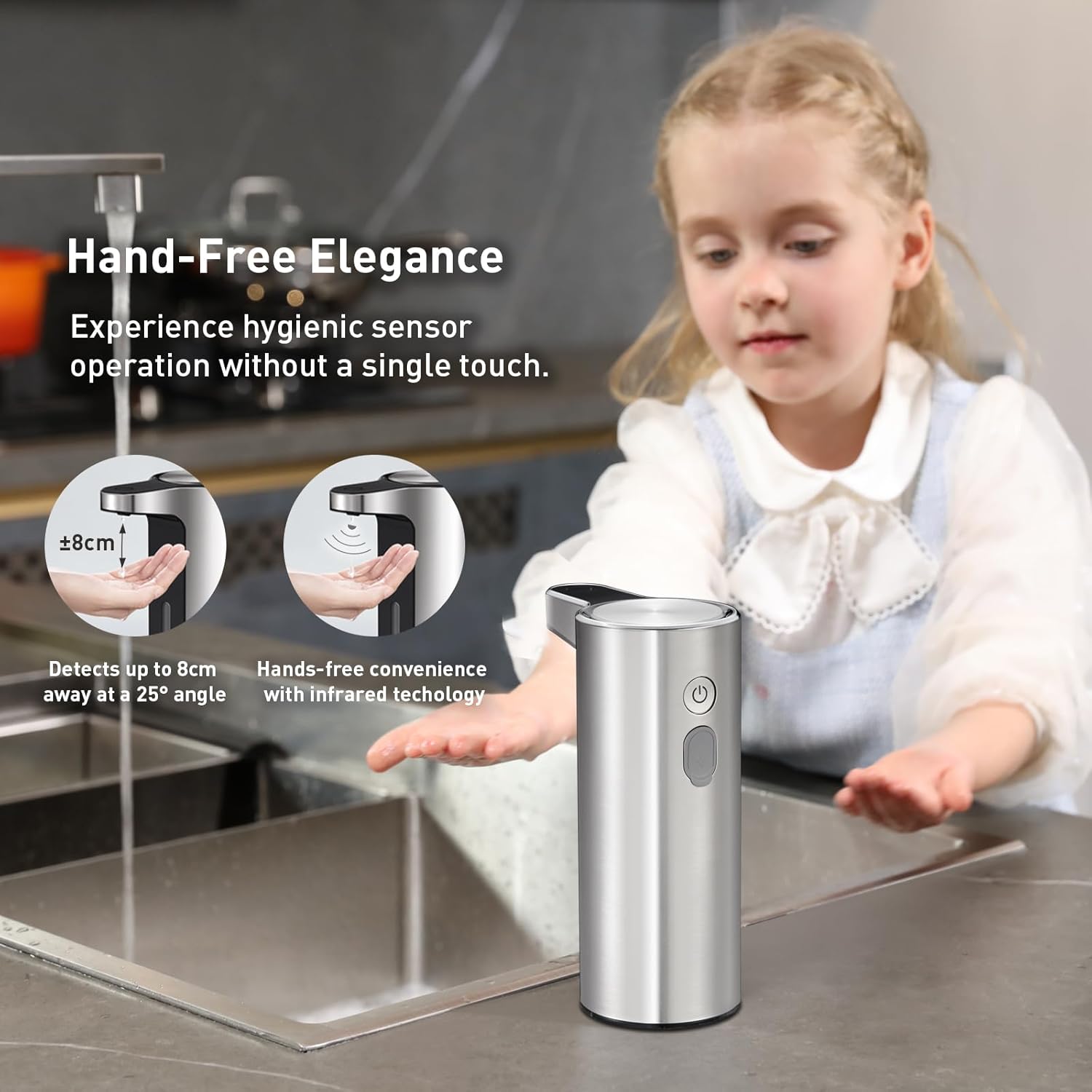EKO Aroma Touchless Automatic Soap Dispenser for Kitchen and Bathroom, Liquid Hand Soap Dispenser, Water-Resistant and Rechargeable, fl oz (Stainless) EKO Aroma Touchless Automatic Soap Dispenser for Kitchen and Bathroom, Liquid Hand Soap Dispenser, Water-Resistant and Rechargeable, fl oz (Stainless)