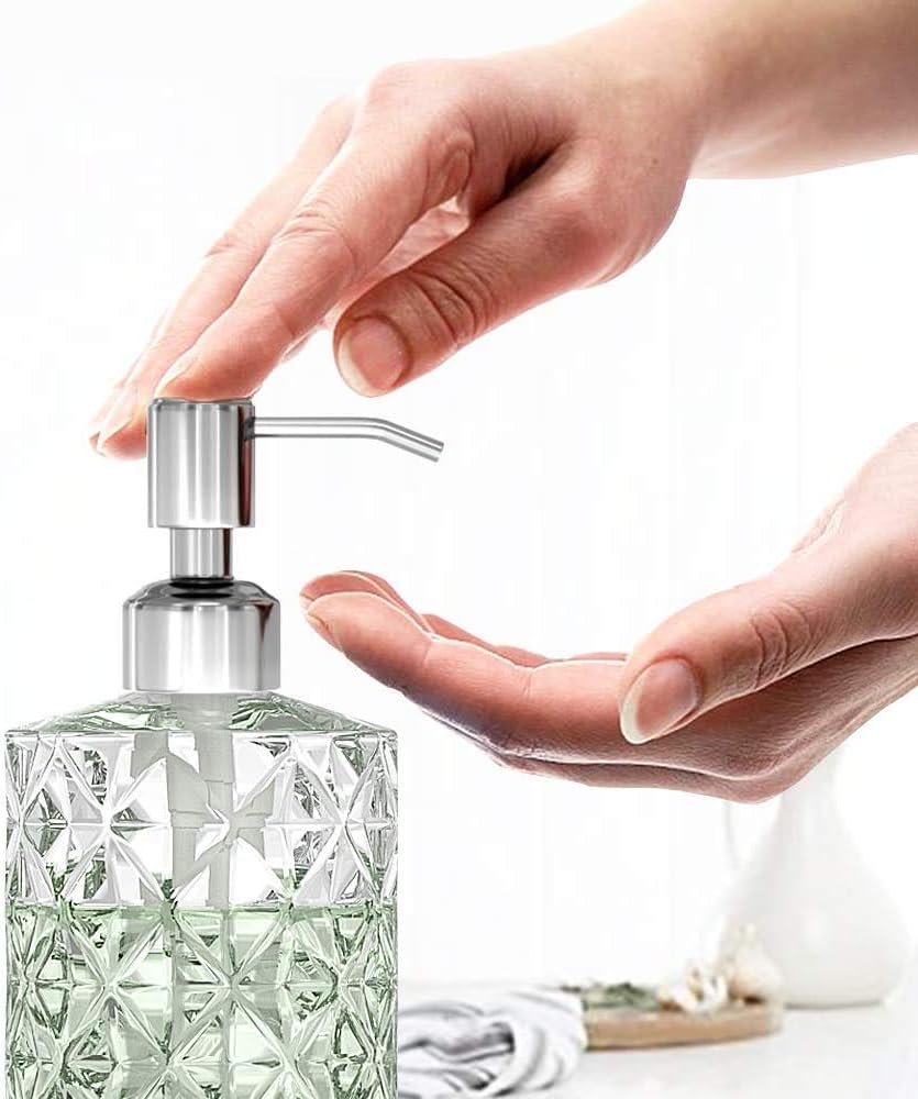 GLADPURE Soap Dispenser - Pack, Oz Clear Diamond Design Glass Refillable Hand Soap Dispensers; with Rust Proof Stainless Steel Pump, Lotion Dispensers for Kitchen, Bathroom GLADPURE Soap Dispenser - Pack, Oz Clear Diamond Design Glass Refillable Hand Soap Dispensers; with Rust Proof Stainless Steel Pump, Lotion Dispensers for Kitchen, Bathroom