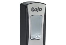 GOJO ADX-12 Push-Style Foam Soap Dispenser, Chrome/Black, for 1250 mL GOJO ADX-12 Soap Refills (Pack of 1) – 8888-06