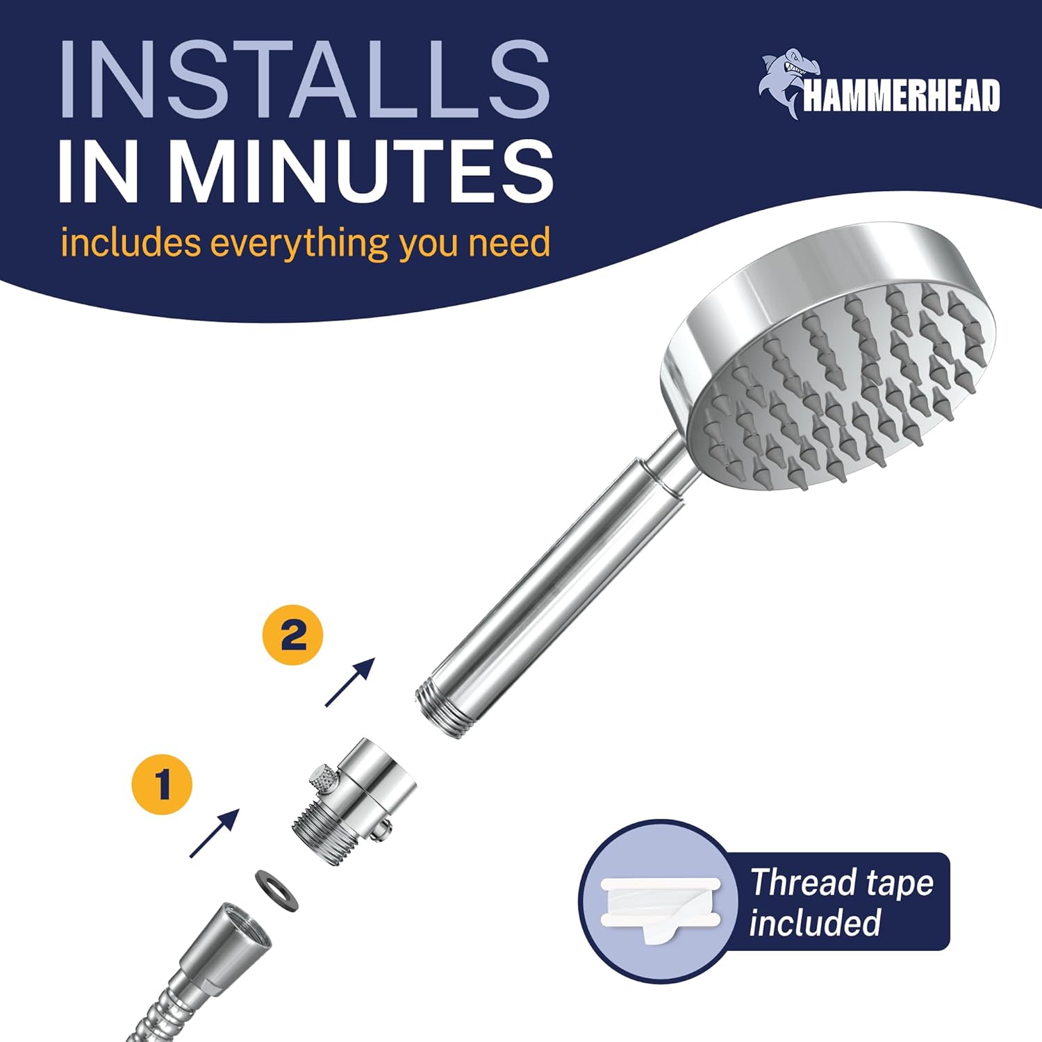 HammerHead Showers® Solid Metal Shower Head Shut Off Valve - Chrome - Brass Shower Head Valve Reduces Flow To A Trickle - Universal Shower Shut Off Valve - Plumbing Code Compliant HammerHead Showers® Solid Metal Shower Head Shut Off Valve - Chrome - Brass Shower Head Valve Reduces Flow To A Trickle - Universal Shower Shut Off Valve - Plumbing Code Compliant