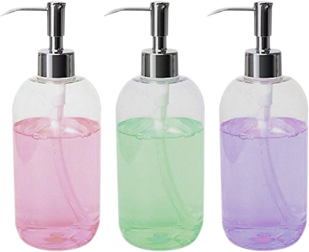 Refillable Clear Soap Dispenser Bottles with Pump, oz (3 Pack) | BPA-Free Plastic Boston Round Containers for Hand Soap, Lotion, Shampoo, Kitchen Bath Refillable Clear Soap Dispenser Bottles with Pump, oz (3 Pack) | BPA-Free Plastic Boston Round Containers for Hand Soap, Lotion, Shampoo, Kitchen Bath