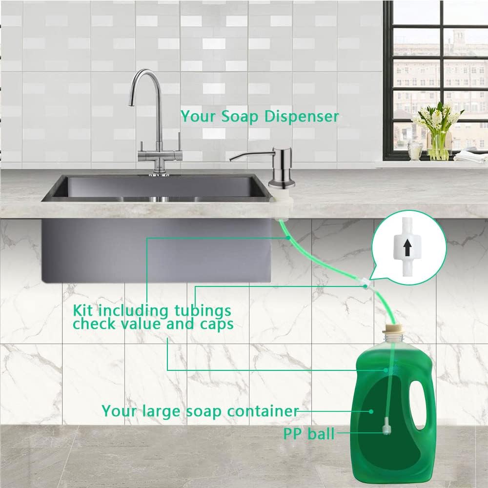 Soap Dispenser for Kitchen Sink, Built in Sink Soap Dispenser (Brushed Nickel), Countertop Soap Dispenser Pump with Extension Tube kit, No Need to Fill Little Bottle Again (Longer Thread Shaft) Soap Dispenser for Kitchen Sink, Built in Sink Soap Dispenser (Brushed Nickel), Countertop Soap Dispenser Pump with Extension Tube kit, No Need to Fill Little Bottle Again (Longer Thread Shaft)