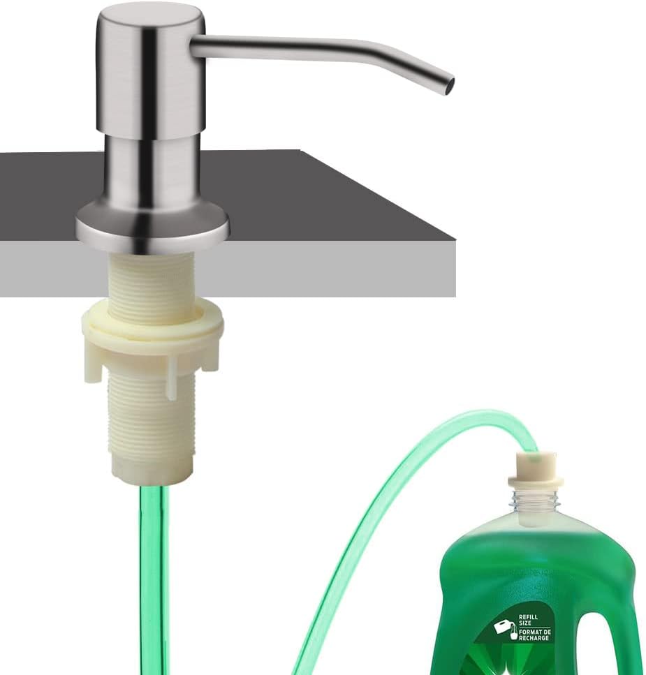 Soap Dispenser for Kitchen Sink, Built in Sink Soap Dispenser (Brushed Nickel), Countertop Soap Dispenser Pump with Extension Tube kit, No Need to Fill Little Bottle Again (Longer Thread Shaft) Soap Dispenser for Kitchen Sink, Built in Sink Soap Dispenser (Brushed Nickel), Countertop Soap Dispenser Pump with Extension Tube kit, No Need to Fill Little Bottle Again (Longer Thread Shaft)
