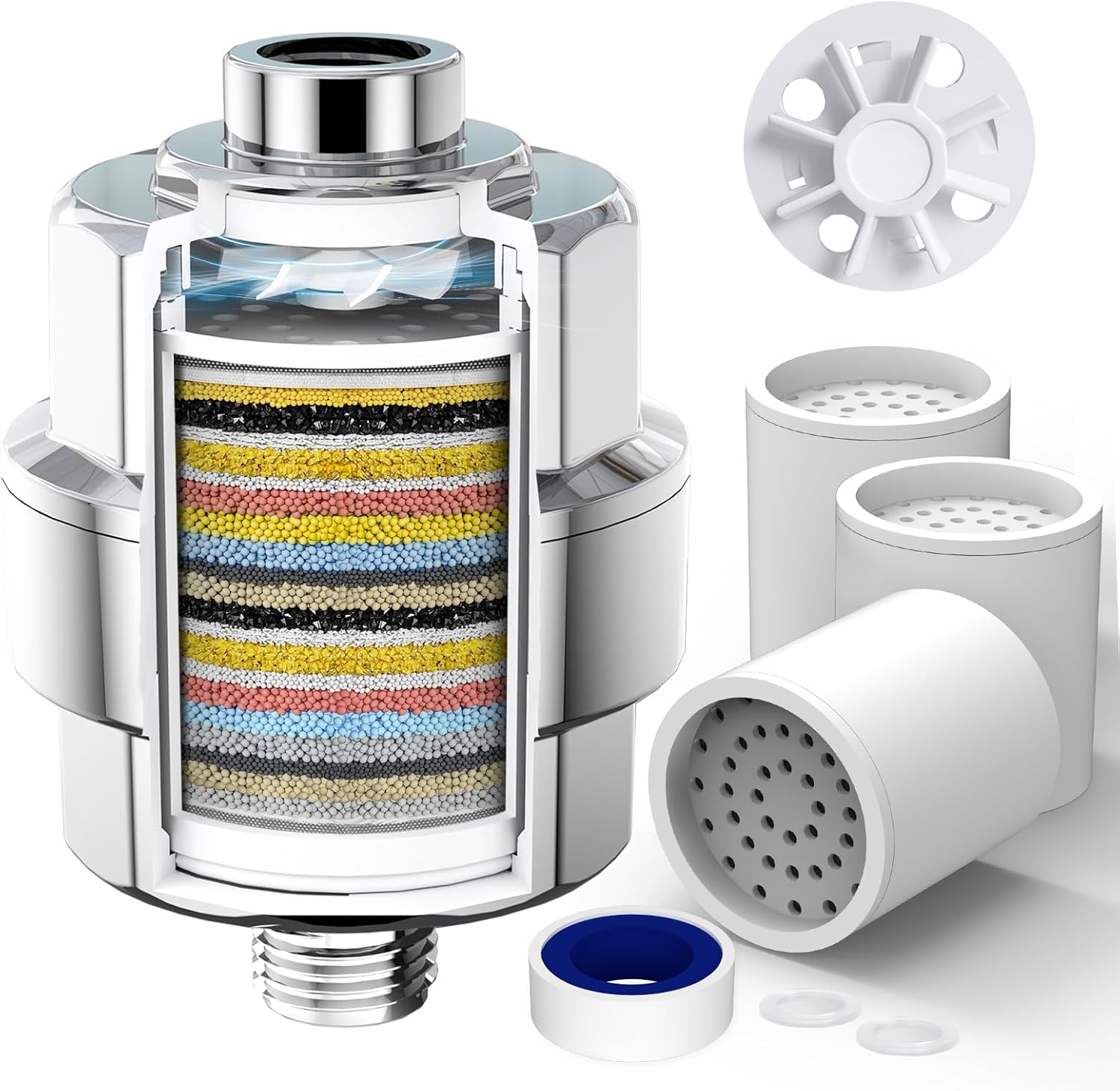 SR SUN RISE 20-Stage Shower Filter-Shower Head Filter for Hard Water, with Replaceable Cartridges, High Output Shower Water Filter for Removing Chlorine and fluoride, Polished Chrome SR SUN RISE 20-Stage Shower Filter-Shower Head Filter for Hard Water, with Replaceable Cartridges, High Output Shower Water Filter for Removing Chlorine and fluoride, Polished Chrome
