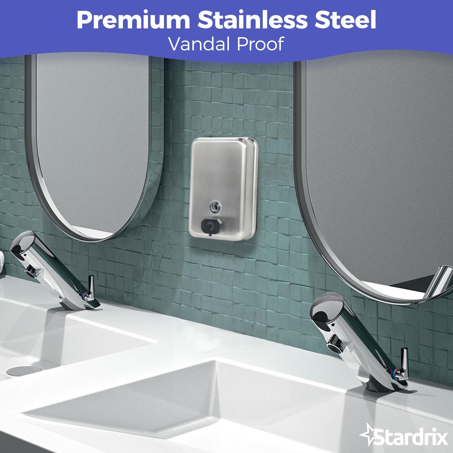 Stardrix Heavy Duty Stainless Steel Wall Mount Soap Dispenser, 1100ml/37oz, with Corrosion Proof Lining and Anti-Leak Pump for Commercial Home Bathroom Kitchen(Vertical) Stardrix Heavy Duty Stainless Steel Wall Mount Soap Dispenser, 1100ml/37oz, with Corrosion Proof Lining and Anti-Leak Pump for Commercial Home Bathroom Kitchen(Vertical)