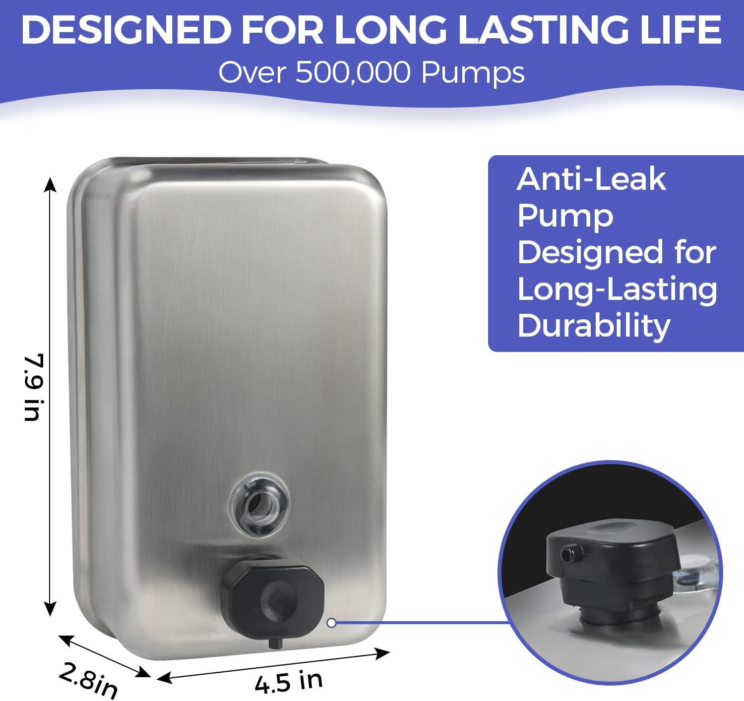 Stardrix Heavy Duty Stainless Steel Wall Mount Soap Dispenser, 1100ml/37oz, with Corrosion Proof Lining and Anti-Leak Pump for Commercial Home Bathroom Kitchen(Vertical) Stardrix Heavy Duty Stainless Steel Wall Mount Soap Dispenser, 1100ml/37oz, with Corrosion Proof Lining and Anti-Leak Pump for Commercial Home Bathroom Kitchen(Vertical)