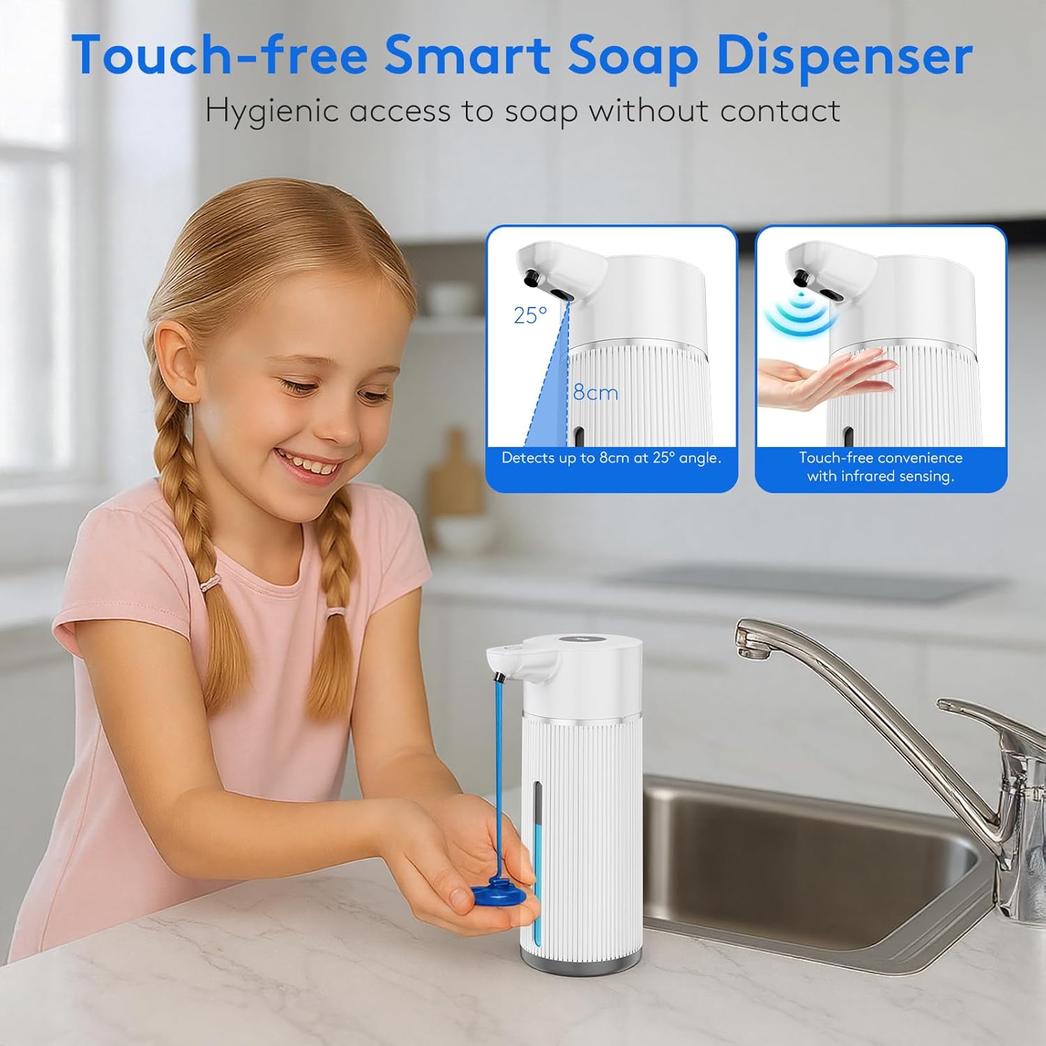 2026 Upgrade Automatic Soap Dispenser Touchless, 14.2oz/420ml Dish Hand Soap Dispenser for Bathroom and Kitchen, Adjustable Volume, USB Rechargeable, Clog-Free, Large Capacity, White 2026 Upgrade Automatic Soap Dispenser Touchless, 14.2oz/420ml Dish Hand Soap Dispenser for Bathroom and Kitchen, Adjustable Volume, USB Rechargeable, Clog-Free, Large Capacity, White