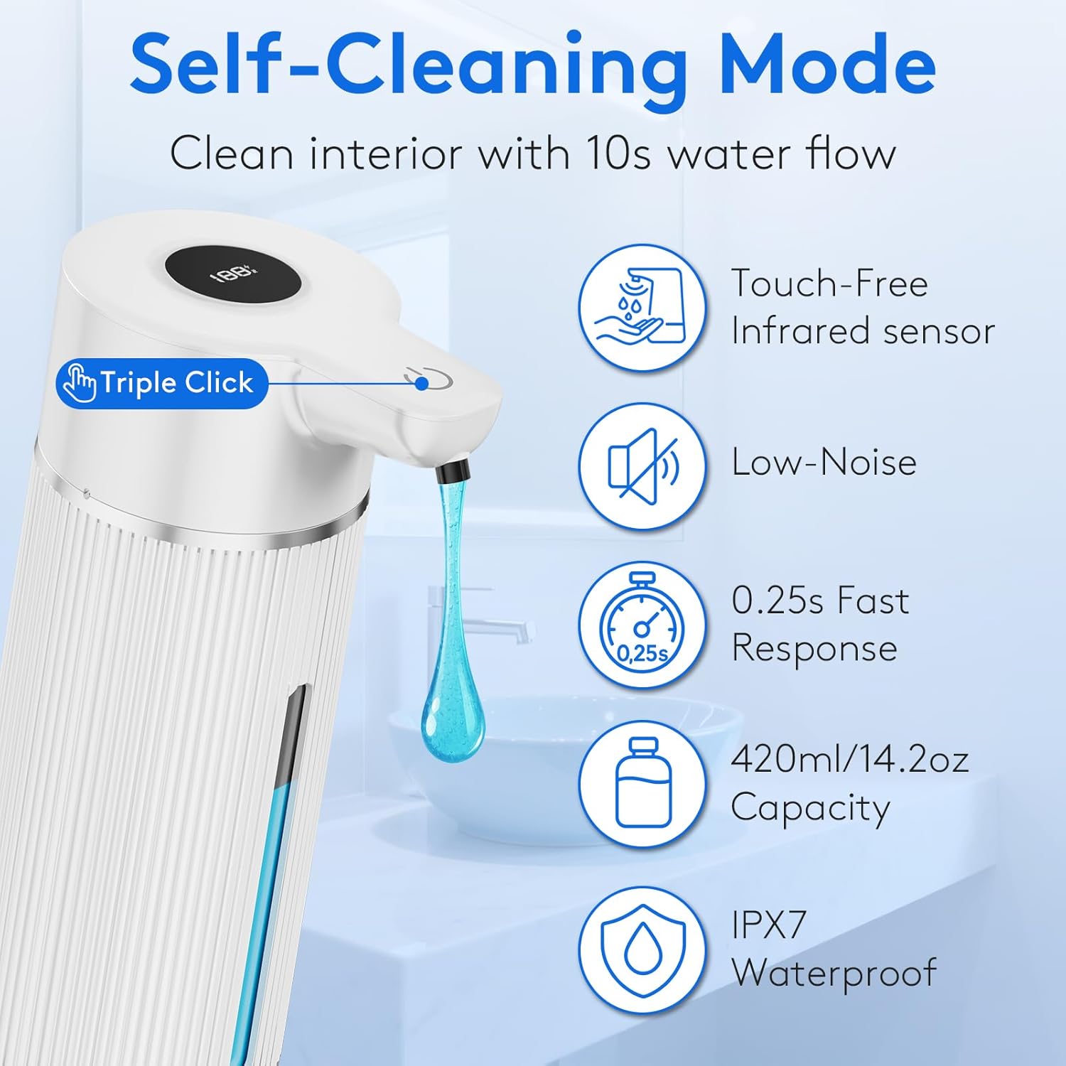 2026 Upgrade Automatic Soap Dispenser Touchless, 14.2oz/420ml Dish Hand Soap Dispenser for Bathroom and Kitchen, Adjustable Volume, USB Rechargeable, Clog-Free, Large Capacity, White 2026 Upgrade Automatic Soap Dispenser Touchless, 14.2oz/420ml Dish Hand Soap Dispenser for Bathroom and Kitchen, Adjustable Volume, USB Rechargeable, Clog-Free, Large Capacity, White