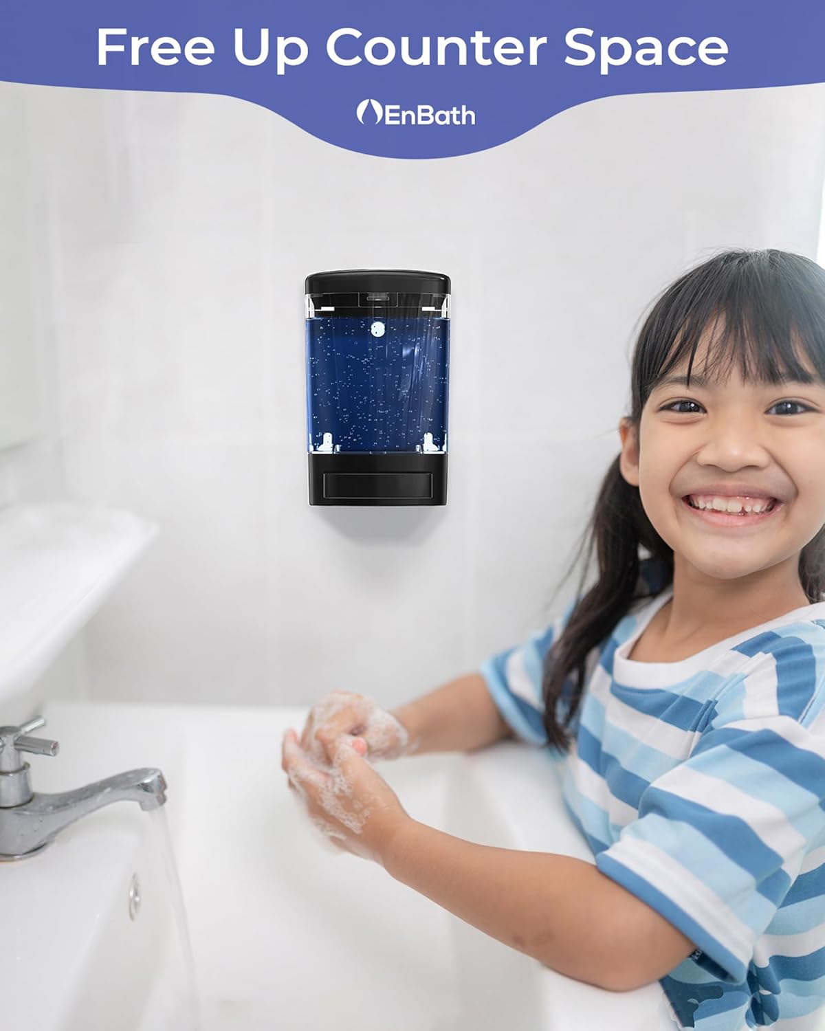 Commercial Soap Dispenser Wall Mount for Bathroom (2-Pack), Wall Mounted Hand Soap/Sanitizer Dispenser for Home or Business (Black), by EnBath Commercial Soap Dispenser Wall Mount for Bathroom (2-Pack), Wall Mounted Hand Soap/Sanitizer Dispenser for Home or Business (Black), by EnBath