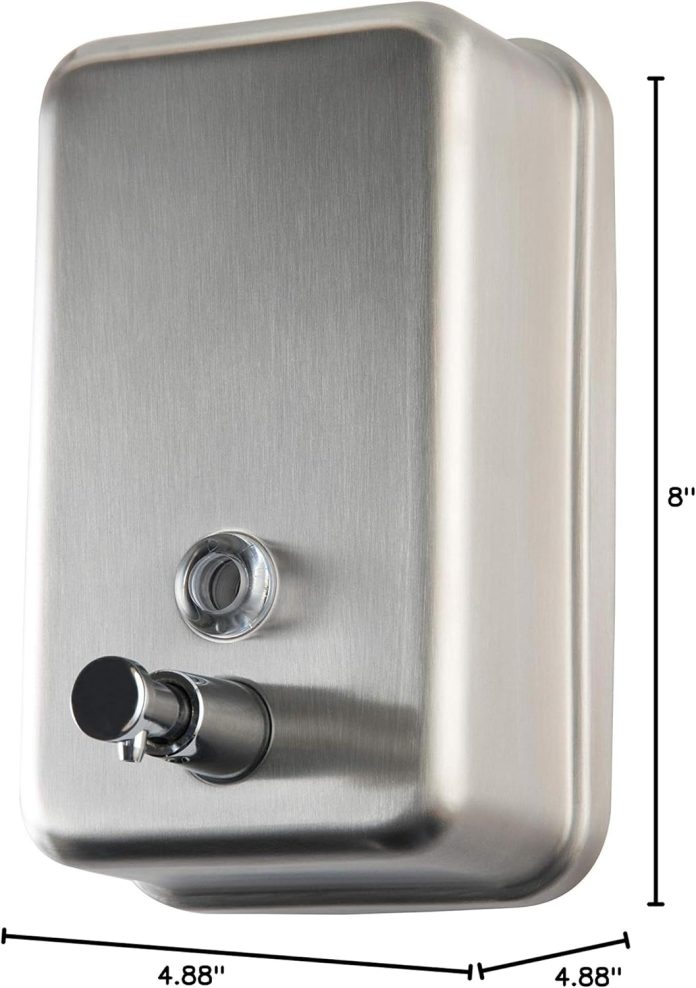 commercial-soap-dispenser-wall-mount-stainless-steel-solid-brass-pump-core-industrial-grade-hand-soap-dispenser-with-cor