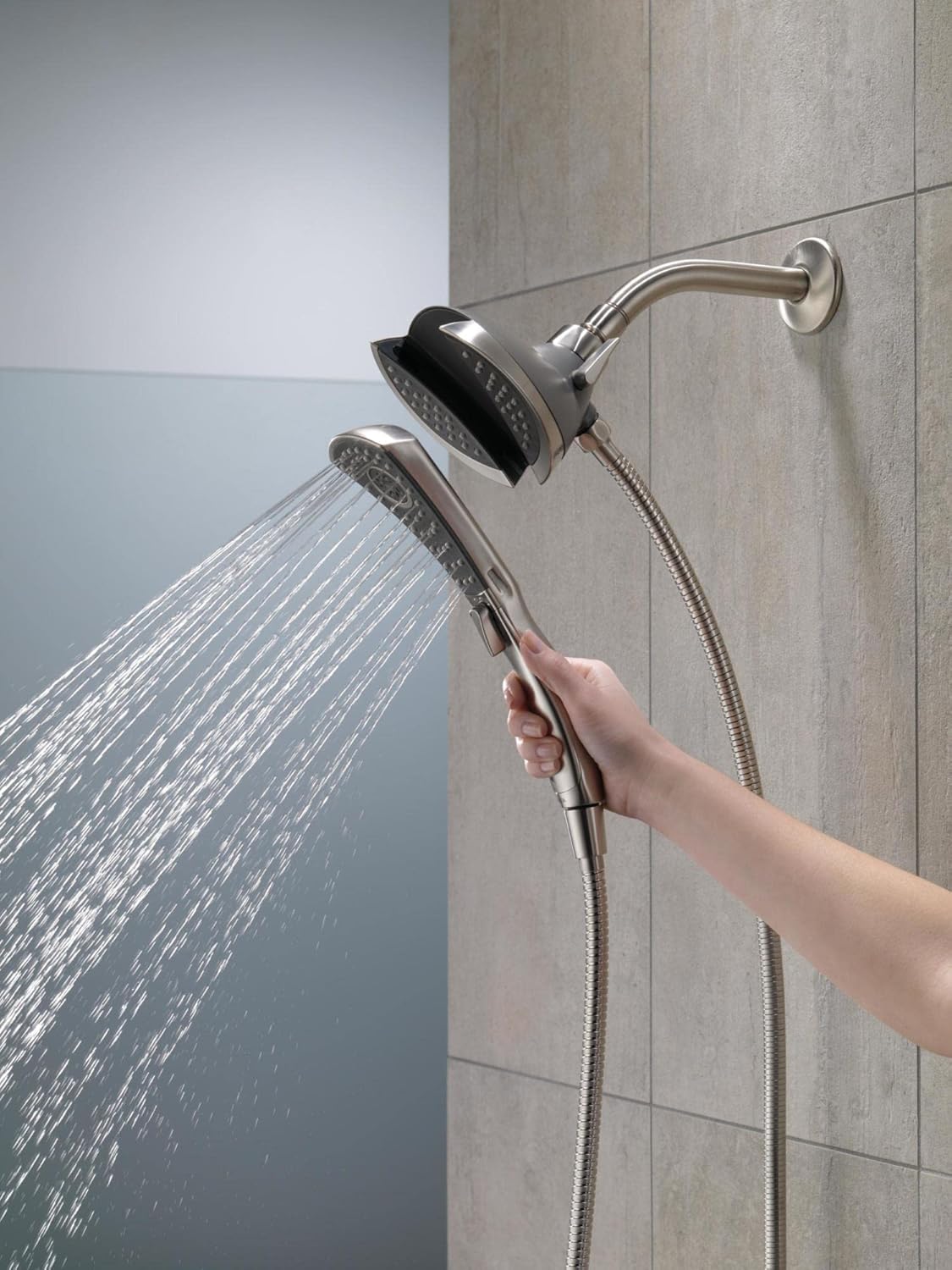 Delta Faucet 4-Spray In2ition Dual Shower Head with Handheld Spray, Chrome Shower Head with Hose, Handheld Shower Heads, Showerheads Handheld Showers, Detachable Shower Head, Chrome 58467 Delta Faucet 4-Spray In2ition Dual Shower Head with Handheld Spray, Chrome Shower Head with Hose, Handheld Shower Heads, Showerheads Handheld Showers, Detachable Shower Head, Chrome 58467