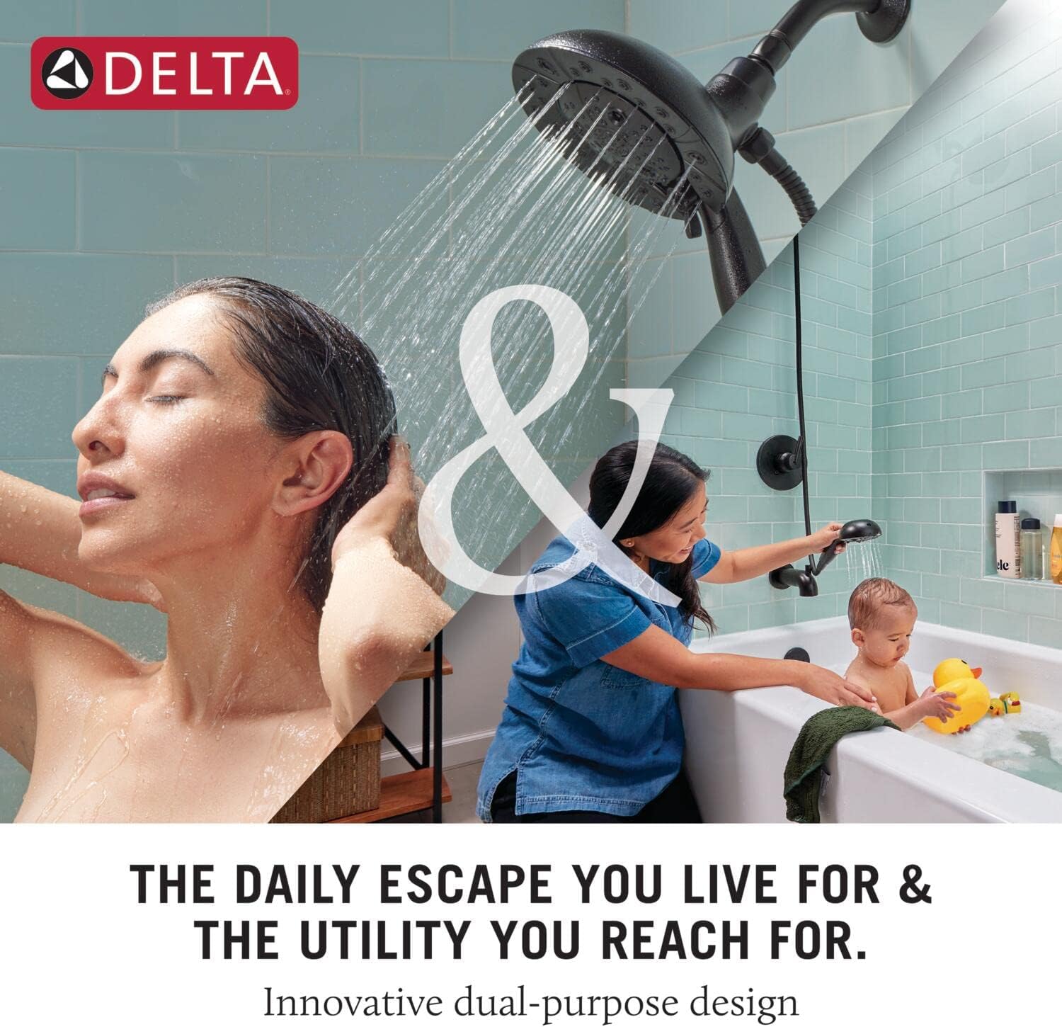 Delta Faucet 5-Spray In2ition 2-in-1 Dual Hand Held Shower Head with Hose, Magnetic Docking Handheld Shower Head, Matte Black 58474-BL25 Delta Faucet 5-Spray In2ition 2-in-1 Dual Hand Held Shower Head with Hose, Magnetic Docking Handheld Shower Head, Matte Black 58474-BL25