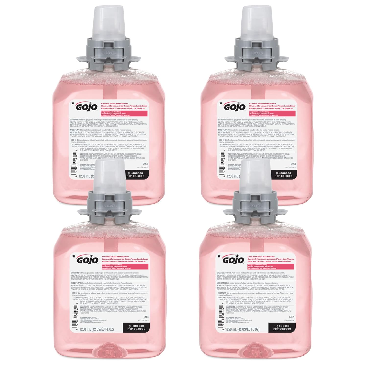 GOJO FMX-12 Luxury Foam Handwash, Cranberry Scent, EcoLogo Certified, mL Foam Soap Refill for Push-Style Dispenser (Pack of 4) - 5161-04 GOJO FMX-12 Luxury Foam Handwash, Cranberry Scent, EcoLogo Certified, mL Foam Soap Refill for Push-Style Dispenser (Pack of 4) - 5161-04