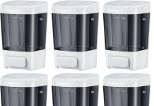 Hushee 4 Pcs Plastic Wall Mounted Soap Dispenser Commercial Manual Soap Containers Wall Dispenser for Kitchen Shower Hotel Liquid Shampoo Gel Chamber(33.8 oz 1000 ml,Black)