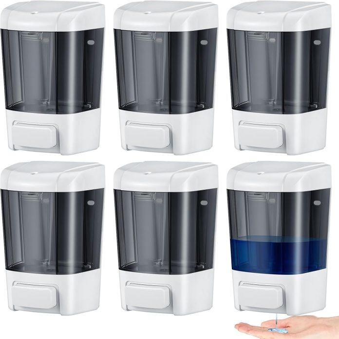hushee-pcs-plastic-wall-mounted-soap-dispenser-commercial-manual-soap-containers-wall-dispenser-for-kitchen-shower-hotel