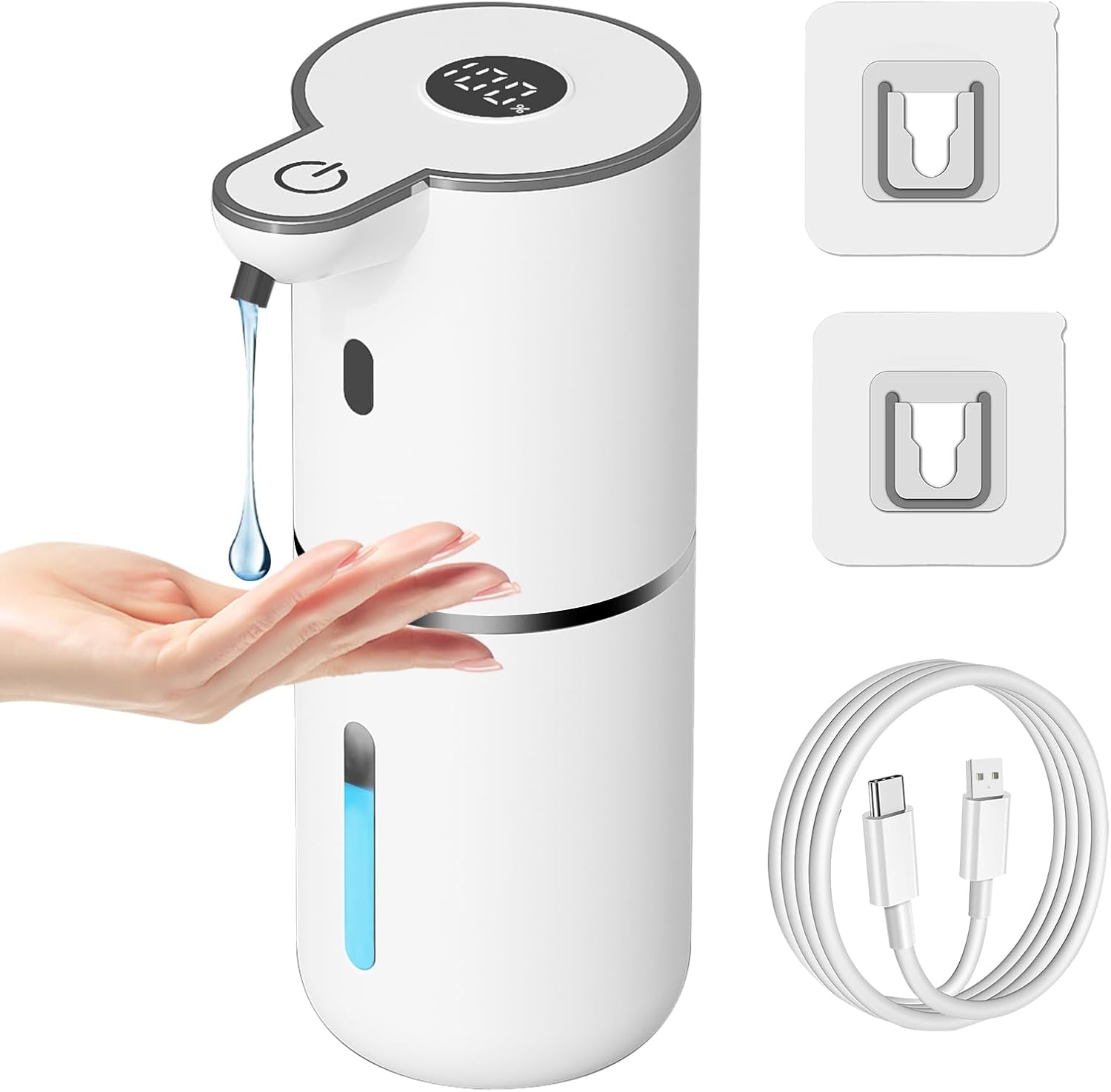 OHIFAST Automatic Liquid Soap Dispenser Touchless, USB Rechargeable Smart Hand Soap Dispenser, 6-Level Adjustable, 12.8oz/380mL Wall Mounted for Bathroom Kitchen Accessories Dish Soap-White OHIFAST Automatic Liquid Soap Dispenser Touchless, USB Rechargeable Smart Hand Soap Dispenser, 6-Level Adjustable, 12.8oz/380mL Wall Mounted for Bathroom Kitchen Accessories Dish Soap-White