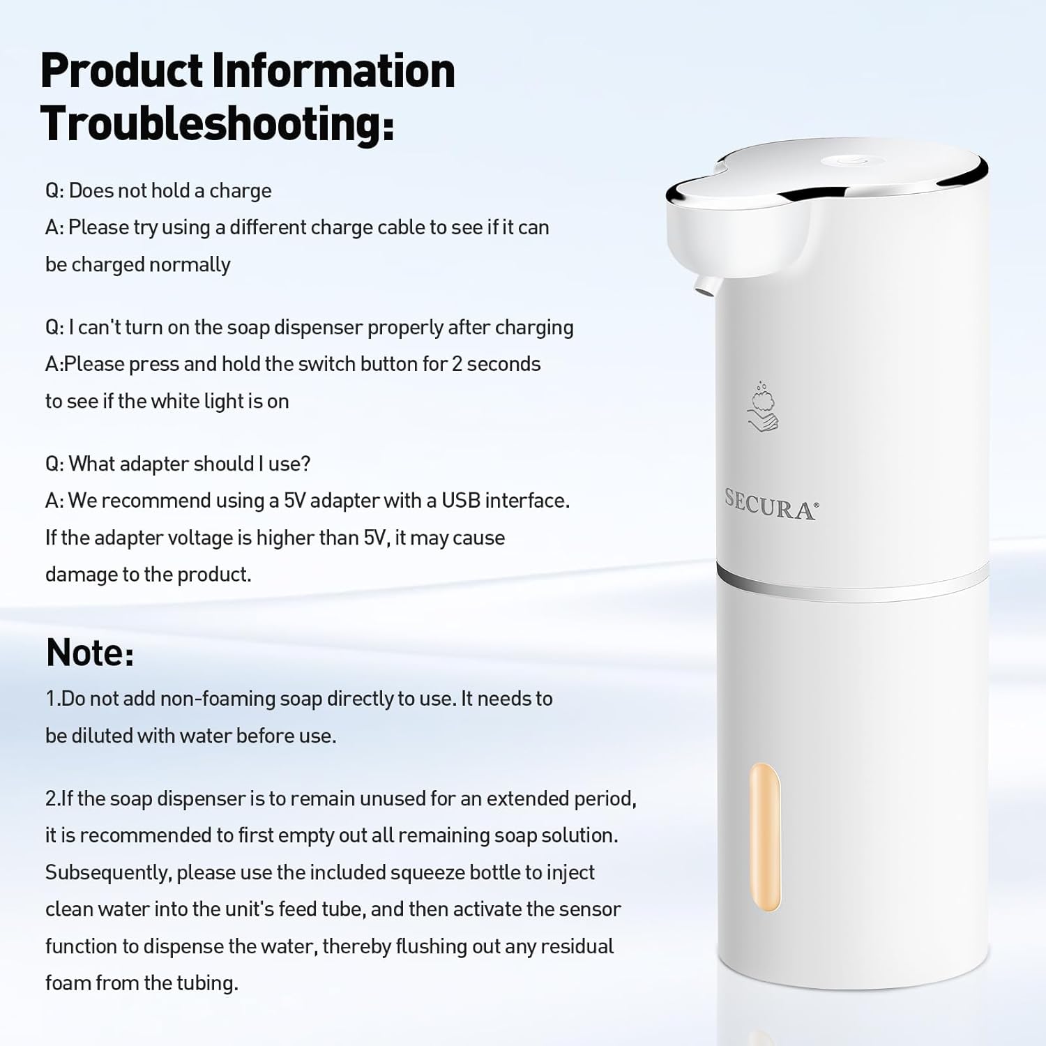 Secura Foaming Soap Dispenser, 10oz/300ml Touchless Automatic Soap Dispenser with Adjustable Volume Control, Rechargeable Hands Free Soap Dispenser for Kitchen, Bathroom (White) Secura Foaming Soap Dispenser, 10oz/300ml Touchless Automatic Soap Dispenser with Adjustable Volume Control, Rechargeable Hands Free Soap Dispenser for Kitchen, Bathroom (White)