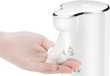 Secura Foaming Soap Dispenser, 10oz/300ml Touchless Automatic Soap Dispenser with Adjustable Volume Control, Rechargeable Hands Free Soap Dispenser for Kitchen, Bathroom (White)
