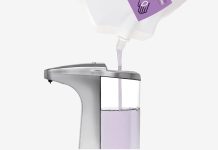 Simplehuman 8 oz. Touch-Free Sensor Liquid Soap Pump Dispenser with Soap Sample, Brushed Nickel