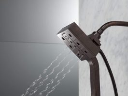 Delta Faucet 4-Spray Touch-Clean H2Okinetic In2ition 2-in-1 Dual Hand Held Shower Head with Hose and Magnetic Docking, Venetian Bronze 58473-RB