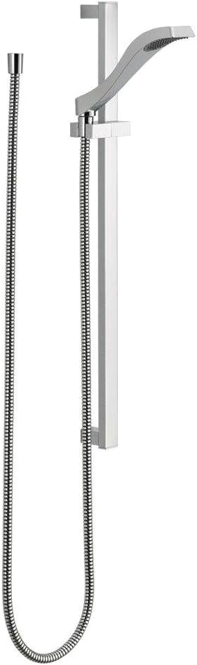 Delta Faucet Dryden Single-Spray Touch-Clean Wall-Mount Slide Bar Hand Held Shower with Hose, Polished Nickel 57051-PN Delta Faucet Dryden Single-Spray Touch-Clean Wall-Mount Slide Bar Hand Held Shower with Hose, Polished Nickel 57051-PN