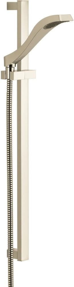 Delta Faucet Dryden Single-Spray Touch-Clean Wall-Mount Slide Bar Hand Held Shower with Hose, Polished Nickel 57051-PN Delta Faucet Dryden Single-Spray Touch-Clean Wall-Mount Slide Bar Hand Held Shower with Hose, Polished Nickel 57051-PN