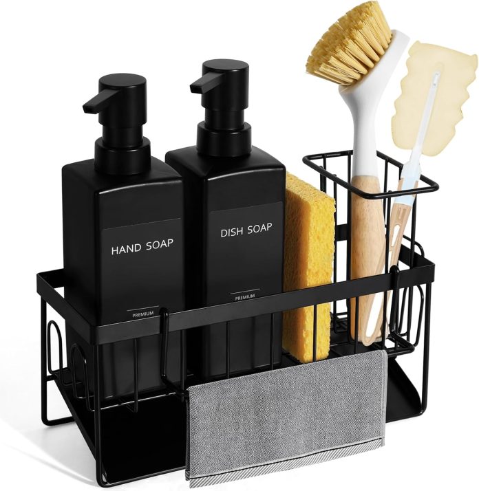 gmisun-dish-soap-dispenser-fl-oz-ml-dual-kitchen-soap-dispensers-with-sponge-holder-customized-matte-black-kitchen-soap-
