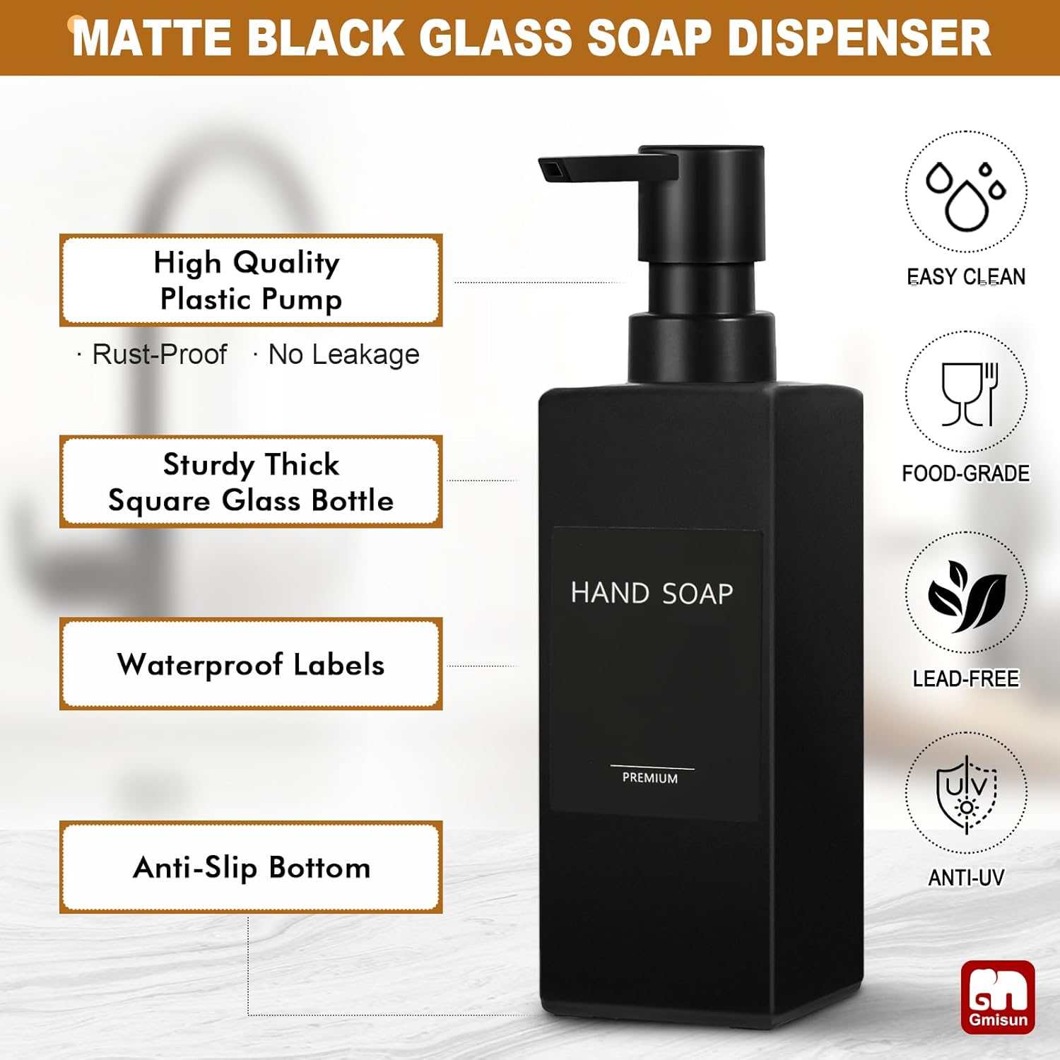 GMISUN Dish Soap Dispenser, fl oz / ml Dual Kitchen Soap Dispensers with Sponge Holder, Customized Matte Black Kitchen Soap Dispenser Set, Modern Hand and Dish Soap Bottle Set Removable GMISUN Dish Soap Dispenser, fl oz / ml Dual Kitchen Soap Dispensers with Sponge Holder, Customized Matte Black Kitchen Soap Dispenser Set, Modern Hand and Dish Soap Bottle Set Removable